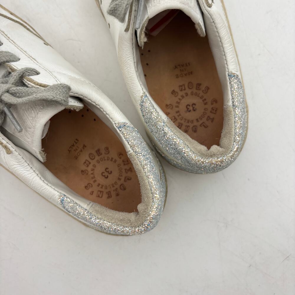 Golden Goose Superstar Shoes Girls 33/1.5Y Glitter Star Leather Fashion Sneaker - Picture 11 of 16
